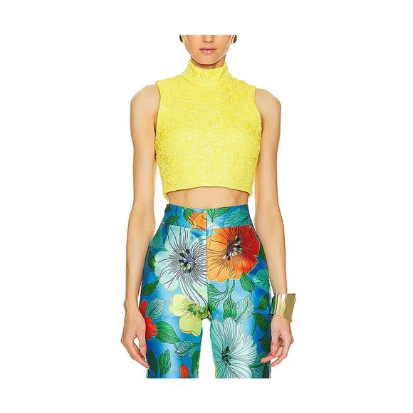 Alemais 'Verna' Yellow Polyester Crop Top Size 4 - Picture 1 of 5